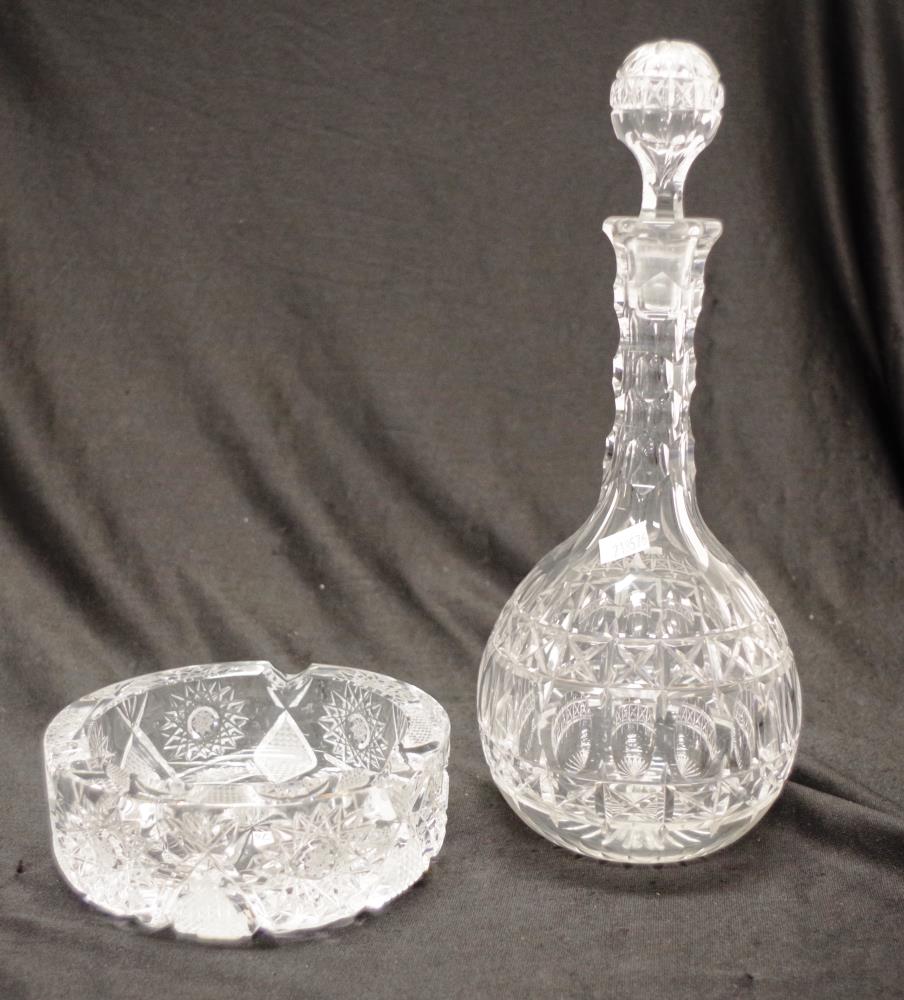 Cut crystal decanter and ashtray - Image 2 of 3