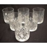 Six Waterford whisky glasses