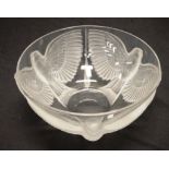 Lalique style crystal bowl with birds