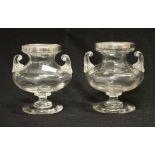 Pair sterling silver rimmed glass footed vases