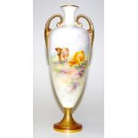 Royal Worcester signed 'Highland Cattle' vase