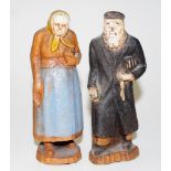 Two early carved wood Jewish standing figures