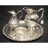 Five pieces silver plate serving tableware