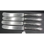 Four Polish silver handed dinner knives