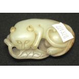 Chinese carved white jade cat figure