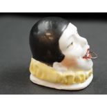 Art Deco German Pierrot half doll/tape measure