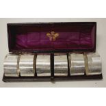 Cased set 6 silver plate napkin rings