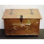 Art Nouveau copper coal box