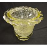 Large Daum France citrine bubble art glass vase