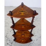 Victorian inlaid walnut corner whatnot