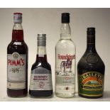 Four bottles of various alcohol