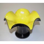 Art Deco black and yellow glass vase