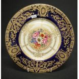 Royal Worcester floral cabinet plate signed
