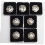 Seven various South American silver buttons