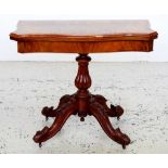 Victorian Inlaid walnut card table