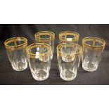 Set six antique crystal water glasses