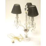 Three branch crystal candelabra table lamp