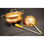 French copper colander and lidded serving tureen