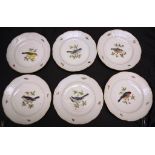 Set six Meissen hand painted plates