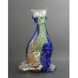 Art glass seated cat