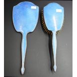 Vintage pair enamel lady's dressing table pieces