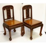 Pair of Chinese carved hardwood chairs