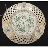 Antique Meissen Indian green pierced plate