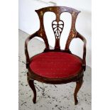 Antique Edwardian inlaid armchair