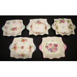 Five various Shelley floral butter dishes