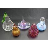 Group of various art glass paperweights