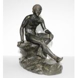 Grand tour Italian bronze of seated Hermes