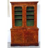 Antique inlaid walnut elevated bookcase