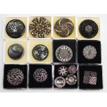 Fifteen good Victorian black glass &lustre buttons