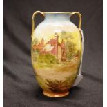 Royal Doulton handpainted twin handle vase