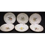 Six Meissen hand painted dessert plates