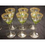 Set six antique crystal wine glasses