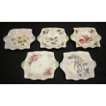 Five various Shelley floral butter dishes