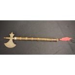 Medieval ornamental metal & wood hand axe