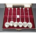 Cased set six vintage silver teaspoons