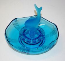 Art Deco blue depression glass float bowl