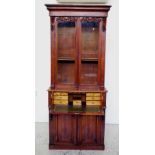 Antique European walnut secretaire bookcase