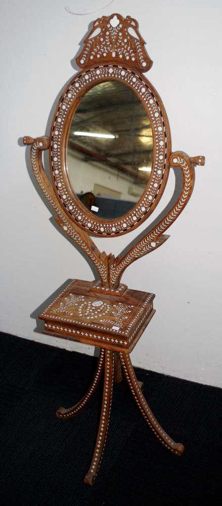Anglo-Indian inlaid mirror stand - Image 2 of 2