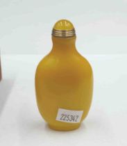 Chinese cased carved yellow glass snuff bottle