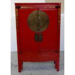 Chinese red lacquered wedding cabinet