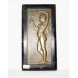 Art Deco Austrian bronze plaque titled Eva