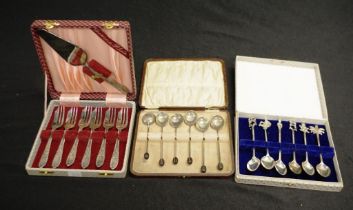 Set of six Oriental silver teaspoons