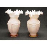 Pair of pink cased glass vases