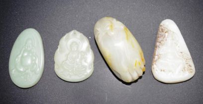 Four various Chinese carved jade stones