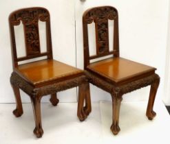 Pair of Chinese carved hardwood chairs