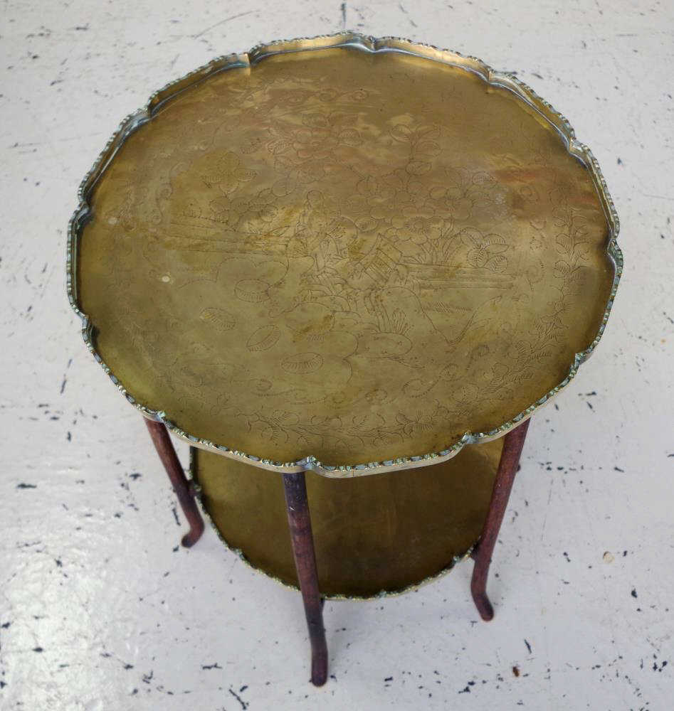 Eastern 2 tier brass tray table - Image 2 of 2